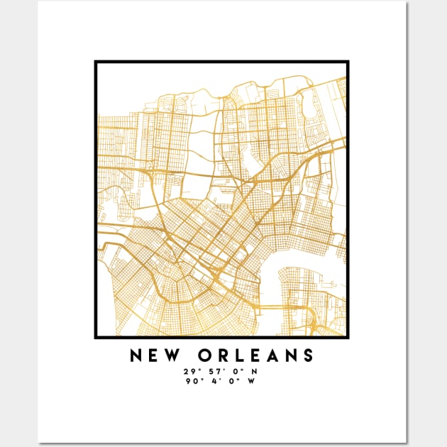 NEW ORLEANS LOUISIANA CITY STREET MAP ART Wall Art by deificusArt